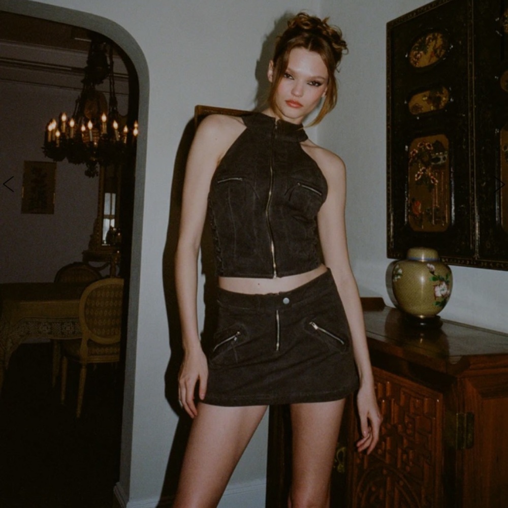 With Jean Halter Top and Skirt Set